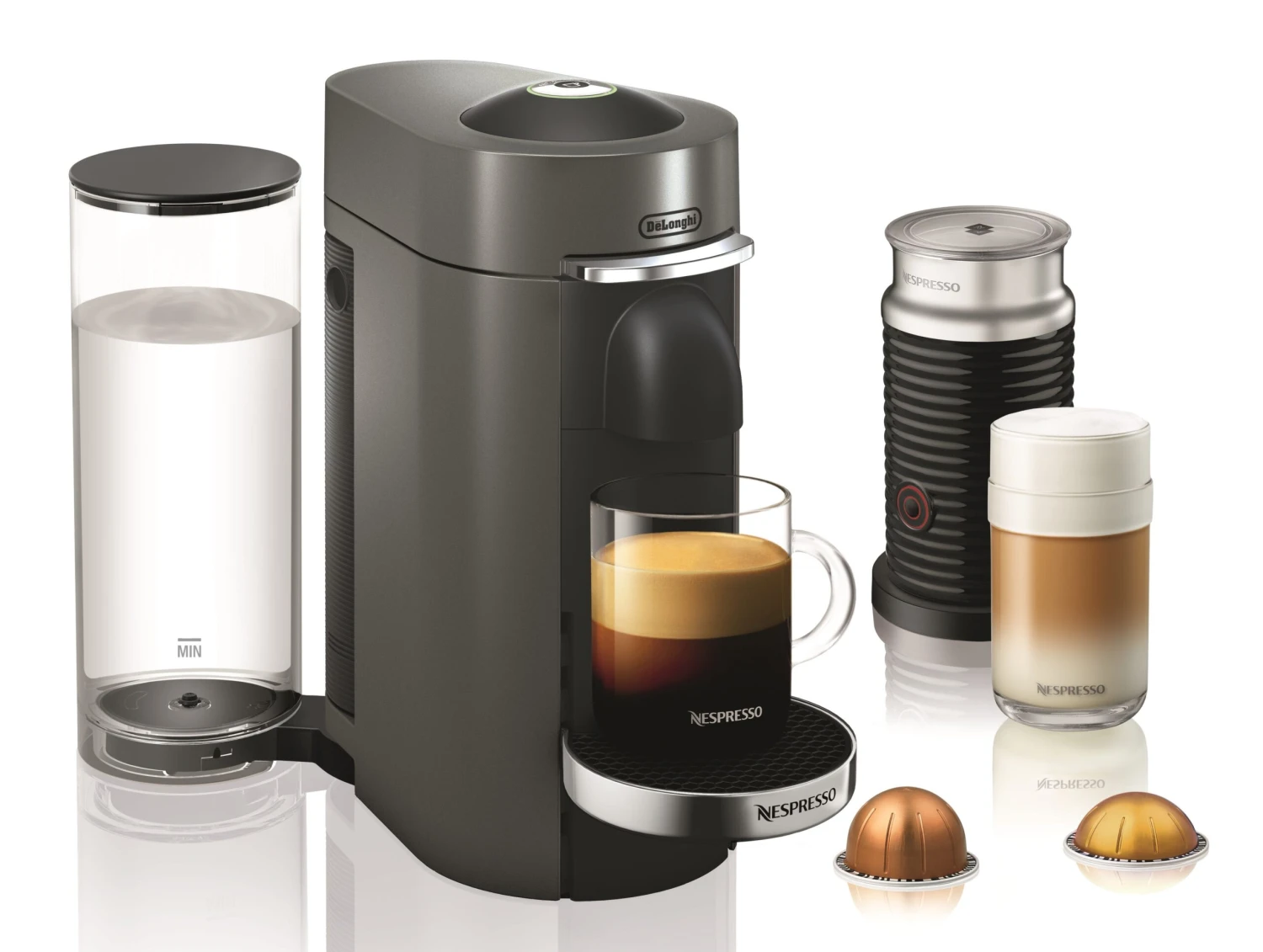 Nespresso Vertuo Plus Deluxe Espresso Machine By DeLonghi With Aeroccino - Titan