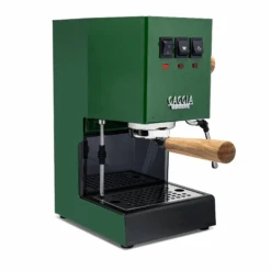 Gaggia Classic Evo Pro Espresso Machine In Jungle Green With Olive Wood