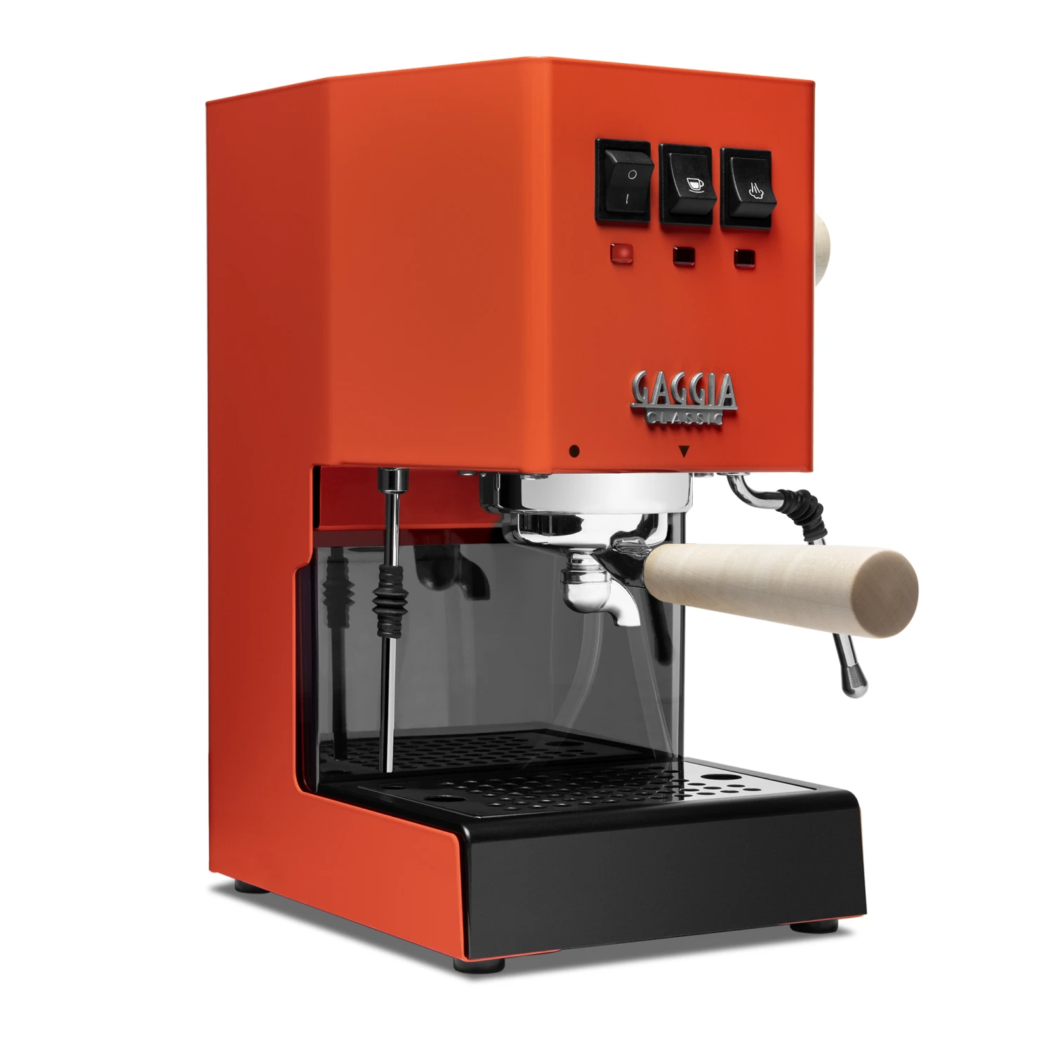 Gaggia Classic Evo Pro Espresso Machine In Lobster Red With Tiger Maple - Image 3