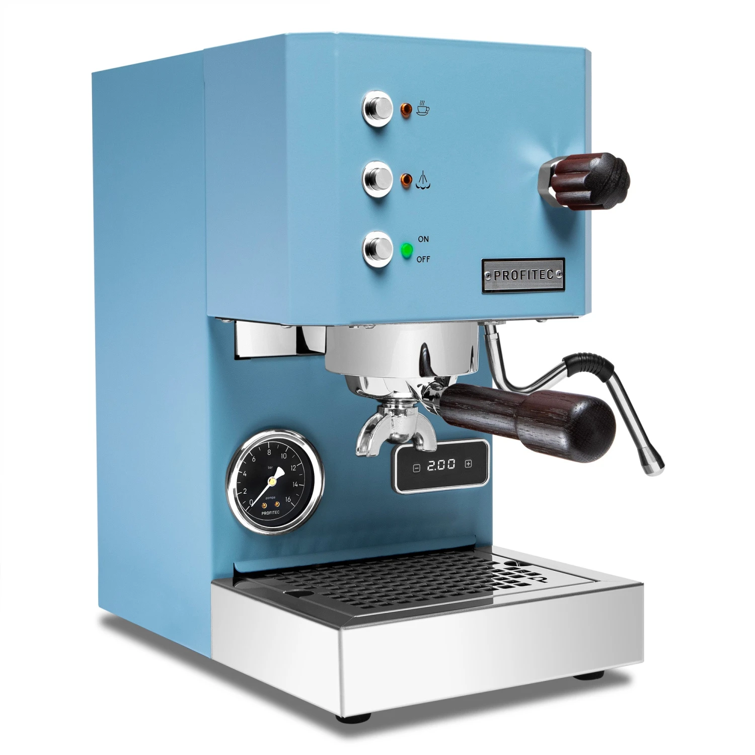 Profitec GO Espresso Machine - Blue With Blackened Oak