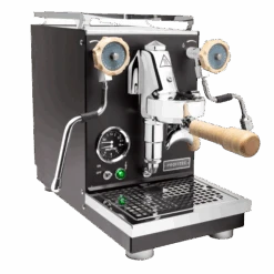 Profitec Pro 400 Espresso Machine In Matte Black With Tiger Maple